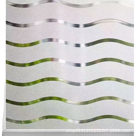 Lámina esmerilada para ventanas, sin adhesivo, electrostática, opaca, con protección UV y diseño ondulado (45 m de ancho, 5 m de largo). (1/5)