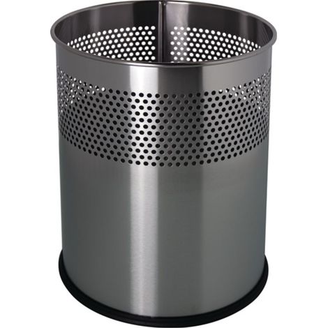 Cestino per rifiuti 15l H321xØ255mm rotondo.VA argento (1/2)