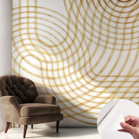 Selbstklebend Tapete - Wandgestaltung - Tapete Wohnzimmer - Flur Eingangsbereich Geometrische Verflechtungen 250x250 cm (1/5)