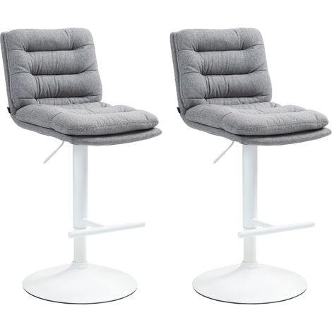 2er Set Barhocker Damar Stoff grau weiß