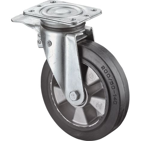 Ruota di sollevamento pesante D.250mm Trgf.550kg Totalmente fissata Gomma elastica 138x110mm