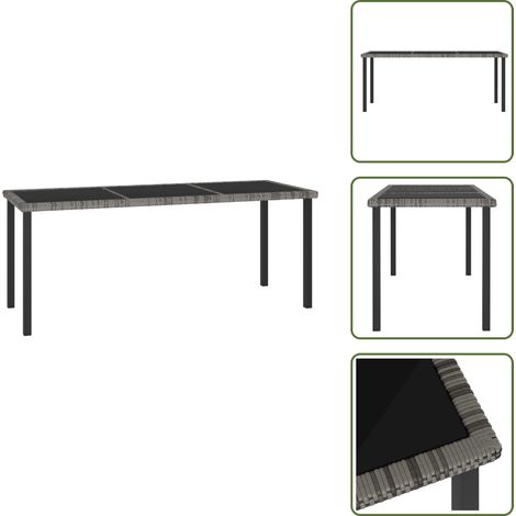 Garten-Esstisch Grau 180x70x73 cm Poly Rattan - Gartenstuhl - Esstisch - Outdoor Möbel - Terrassenmöbeln - Balkonmöbel (1/5)