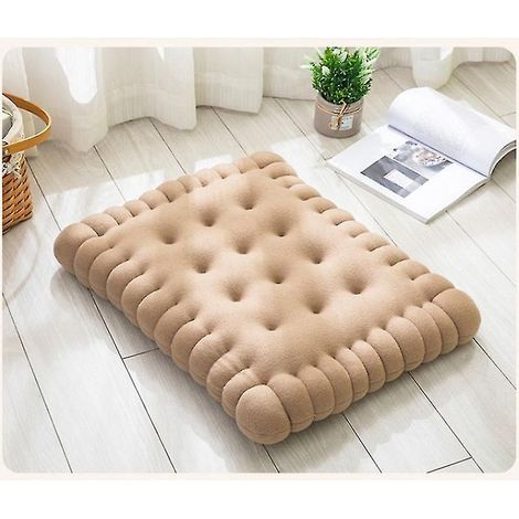 Coussin de chaise en peluche douce - Coussin d'assise épais et confortable en forme de biscuit pour bureau, salle à manger, canapé (beige, 40x45cm) (1/5)