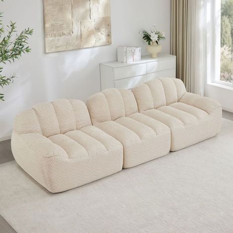 Canapé modulable - SOGEU - Modulable - Assise profonde - Mousse haute densité 32D - Tissu doux bicolore (1/5)
