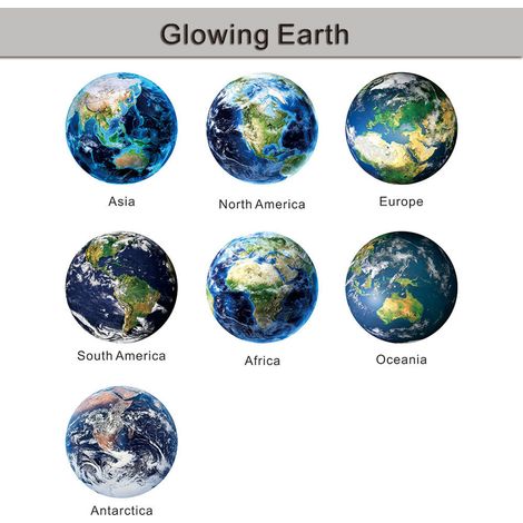 Autocollant lumineux Terre 30 cm, stickers muraux phosphorescents planète univers, décoration chambre enfant DIY (1/3)