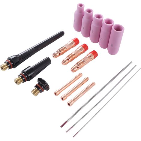 Kit 17 pièces accessoires chalumeau TIG soudure argon matériau ABS pour torches WP17 18 26 refroidies air et eau (1/5)
