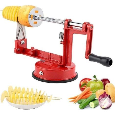 Cortador en espiral, cortador de patatas de acero inoxidable, cortador de patatas fritas, pelador de patatas, descorazonador de frutas, rebanador con agitador, máquina para hacer patatas fritas, máqui (1/4)