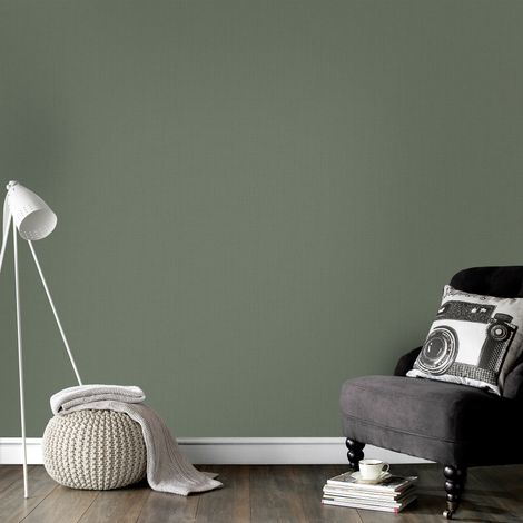 Papier peint intissé Textile 1005 x 52cm Vert foncé