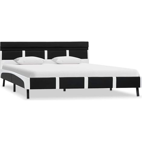 Maison Exclusive - Bettgestell mit LED Schwarz Kunstleder 140x200 (1/5)