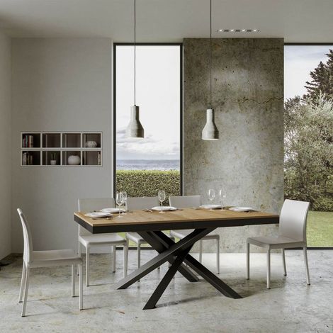 Tavolo allungabile 90x160/420 cm Volantis Evolution Quercia Natura telaio Antracite