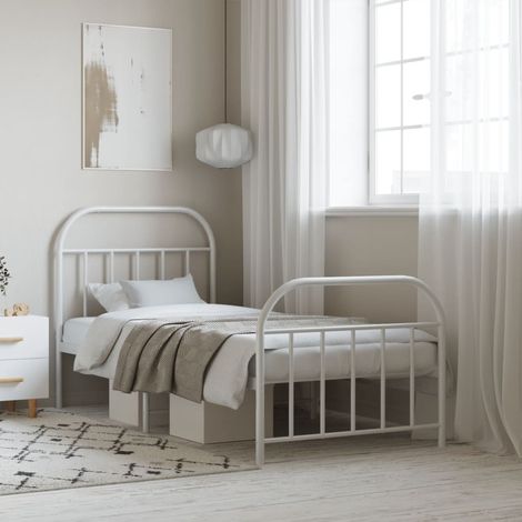 Estructura cama sin colchón con estribo metal blanco 90x190 cm vidaXL (1/5)