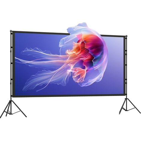 Pantalla de proyector portátil de 120" 16:9 con soportes, negra, de poliéster (1/5)