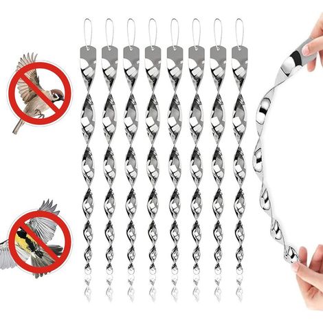 Répulsif oiseaux 8 bâtons argentés – Spirale réfléchissante 360° – Protection non toxique pour balcon et arbres fruitiers (1/5)