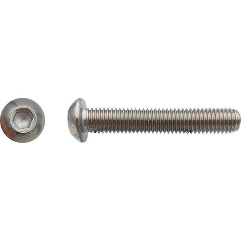 200 Vis Métaux Tête Bombée 6 Pans Creux BHC 4 x 40 mm - 7380-1 - Inox A2 - D-Work