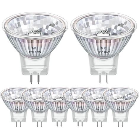 Pack de 8 Ampoule Halogene GU4 MR11 12V 10W, Ampoule Halogène MR11 2800k Blanc Chaud Dimmable, GU4 Halogene Pour Maison, Paysage, Encastré, Eclairage Sur Rail [Classe énergétique G] (1/5)