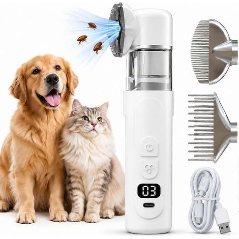 Peigne anti-puces électrique 2 en 1 pour animaux de compagnie, brosse de toilettage rechargeable pour chats et chiens