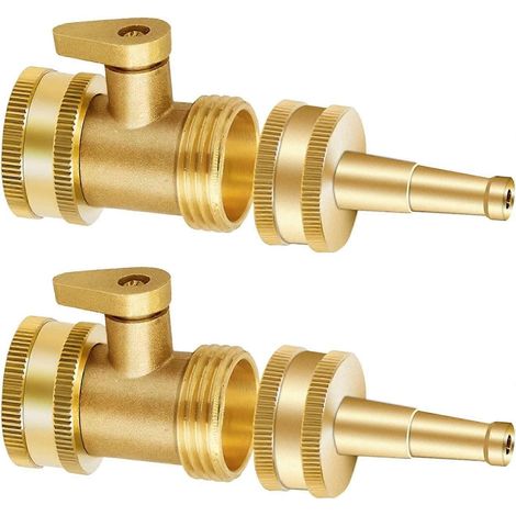 Garden Hose Nozzle Brass Jet High Pressure Water Sprayer With Heavy Duty Solid Metal Shutoff Valve,