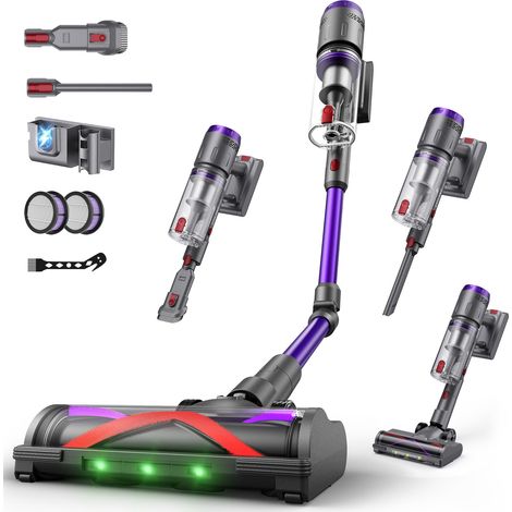 Aspirateur Balai sans Fil 600 W - Aspiration 58KPa - Autonomie 75 min - Capacité 1.6 L - Tube pliable pour nettoyer sans se baisser