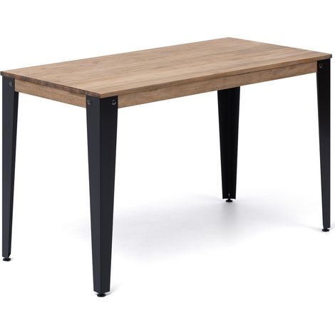 Mesa Lunds 180x80x75cm Negra en madera maciza de pino acabado vintage estilo industrial Box Furniture (1/5)
