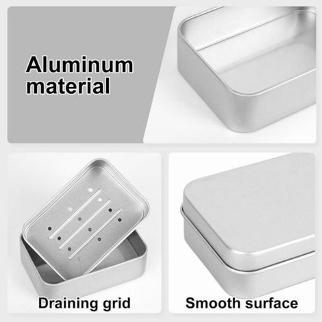 Porte-Savon - Aluminium - Étanche Avec Bac À Égouttage - Pour Voyage Et Maison - Lot De 2 (1/5)
