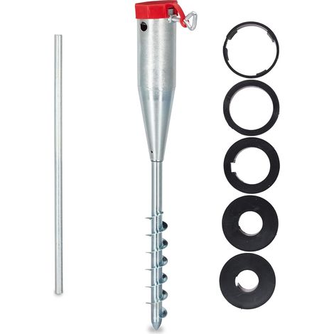 Lot de 4 Douille de sol, Acier galvanisé, Adaptateurs 25-55 mm, Support à vis, Pour jardin et plage (1/5)