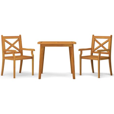 Set da pranzo da giardino 3 pezzi mobili da esterno in legno massello di acacia