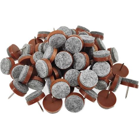 Feltrini per sedie, 40 pezzi, 2,4 × 2,4 × 2,2 cm, piedini rotondi per mobili, cuscinetti antiscivolo, feltrini per sedie, tavoli e divani, marrone (1/5)