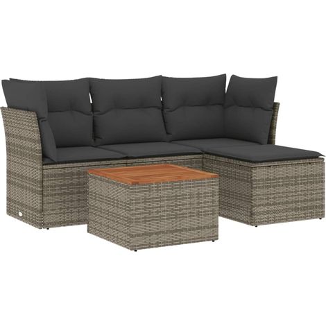 Maison Exclusive - 5-tlg. Garten-Sofagarnitur mit Kissen Grau Pol