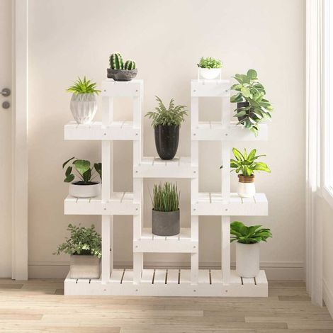vidaXL Support à plantes Blanc 104,5x25x109,5 cm Bois massif de pin (1/5)