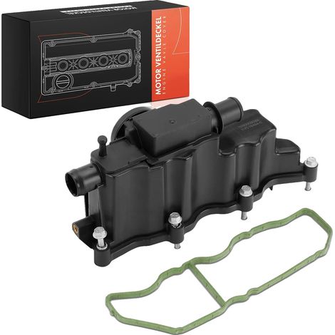 Coperchio valvole, in materiale plastico, compatibile con LAND ROVER, include kit guarnizioni, colore nero, valvola di sfiato inclusa (1/5)