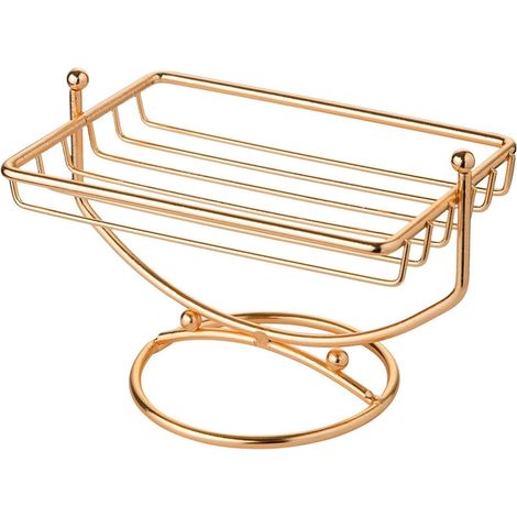 Gold Soap Dish Luxury Stainless Steel Hollow Design Soap Dish for Bathroom and Kitchen (1/5)