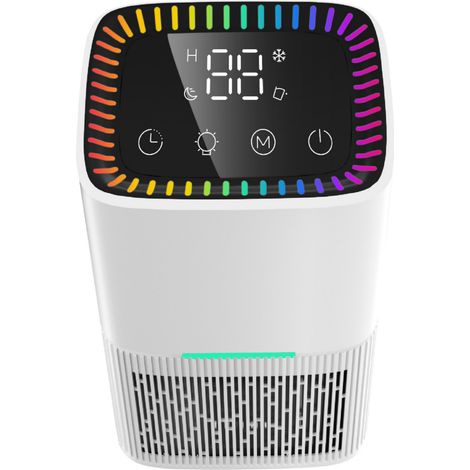Déshumidificateur électrique de 1600 ml, fonctionnement silencieux, avec fonctions de dégivrage, mode nuit, purification de l'air et humidification. (1/5)