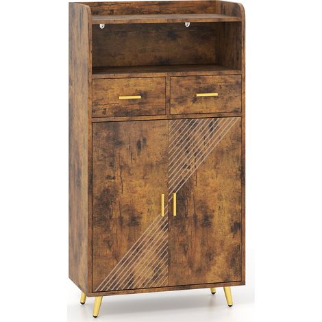 COSTWAY Buffet Sideboard Kitchen Storage Cabinet w/2 Doors & 2 Drawers-Natural