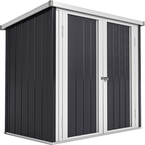 Abri de Jardin - cabane de jardin 1,26 m² - cabanon rangement outils 2 portes verrouillables - dim. 147L x 86l x 134H cm - tôle d'acier Noir Blanc