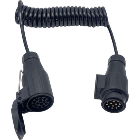 13-pin to 13-pin trailer extension plug, 13-pin to 13-pin male-to-female spring-loaded extension cable, 3 m, for car trailers, caravans, lorries, tractors and agricultural vehicles