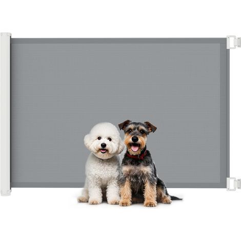 Barrière de sécurité barrière animaux rétractable automatique 1,15L x 0,83H m teslin métal gris (1/5)