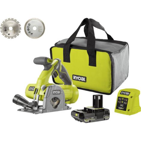 Pack RYOBI - Scie multi-matériaux R18MMS-120S - 18V One+ - 85 mm - 1 batterie 2,0 Ah - 1 chargeur - Kit 2 lames bois / métal / carrelage RAKMMS02K (1/5)