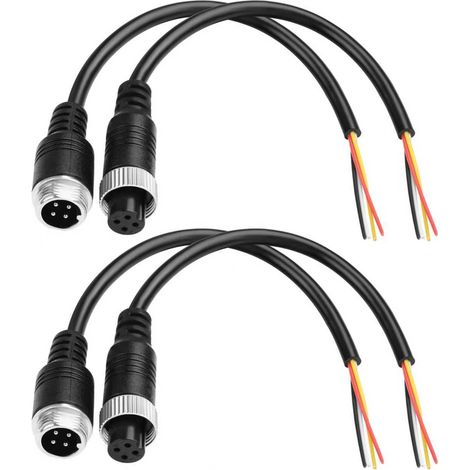 M12 - Câble de rallonge aviation à 4 broches et connecteur aviation à 4 broches pour système de caméra de recul et moniteur de camion, camping-car, remorque, bus, fourgon et voiture (1/5)