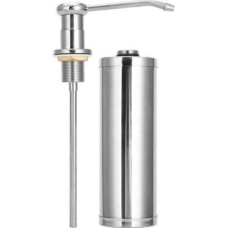 Distributeur de savon liquide 300ml tête cuivre et bouteille inox 304 pour évier cuisine maison, pompe à main 22,5cm (1/5)