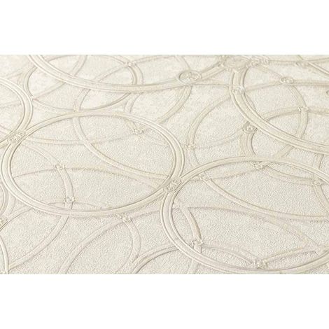 Papier peint beige crème motif Médusa Tapisserie Art déco pour salon chic Papiers peints tendances pour chambre adulte (1/5)