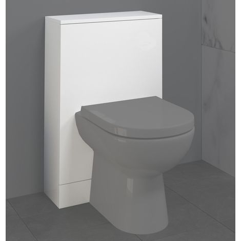 Bathroom 500 x 300mm Back To Wall BTW Toilet Cistern Unit White Gloss Modern (1/5)