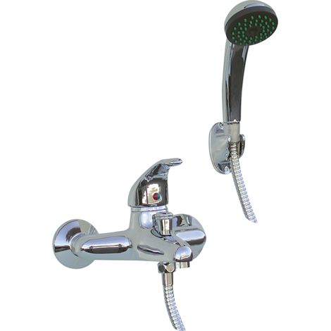 Rubinetto con doccetta flessibile supporto miscelatore monocomando vasca in ottone cromato (1/3)
