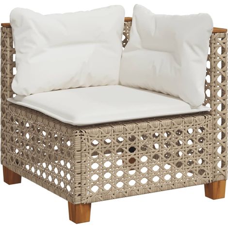 vidaXL Divano Angolare da Giardino con Cuscini Beige in Polyrattan