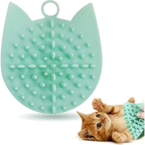 Brosse à mur ventouse pour chat, massage, silicone, vert – DELKEVIC (1/4)
