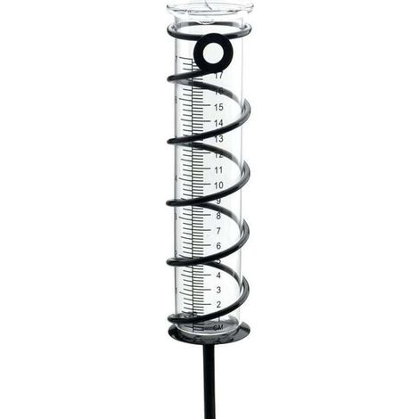 Pluviomètre extérieur en Verre, Pluviomètres en Verre avec Piquet en Métal Pluviomètre Exterieur Pluie Tube de Mesure Pluviomètre de Jardin en Verre avec échelle Claire (1/4)