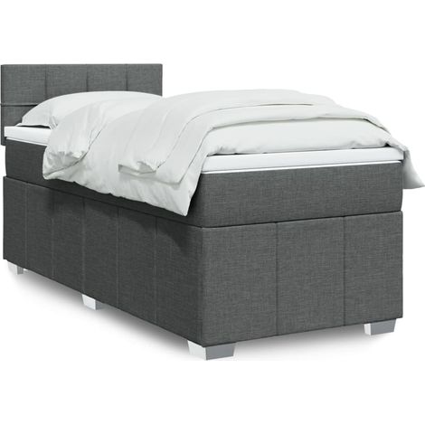 Boxspringbett mit Matratze Dunkelgrau 90x200 cm Stoff