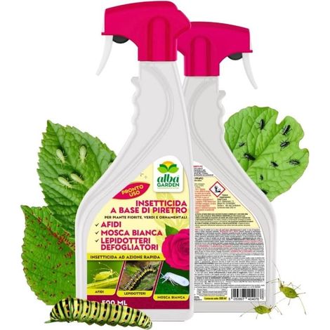 Albagarden Piretro Insetticida Piante Naturale - Elimina Afidi, Mosca Bianca, Moscerini E Lepidotteri - Rapida Azione Abbattente Per Tutti i Tipi Di Piante - Spray Pronto Uso 500 ml (1/5)