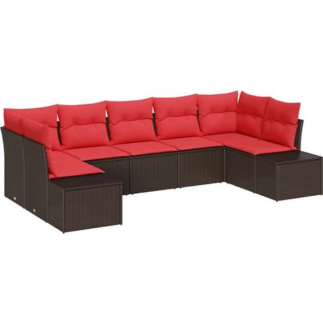 Set Divano da Giardino con cuscino 7 pcs Marrone polyrattan vidaXL