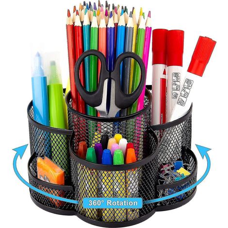 Porte-stylo en maille pour bureau, pivotant à 360 degrés (1/5)
