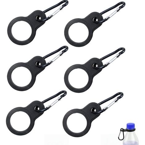6 pezzi, Porta borraccia in silicone per festival, porta borraccia in silicone, porta borraccia sospeso in silicone, con 6 anelli portachiavi, nero, 100×36mm (1/5)
